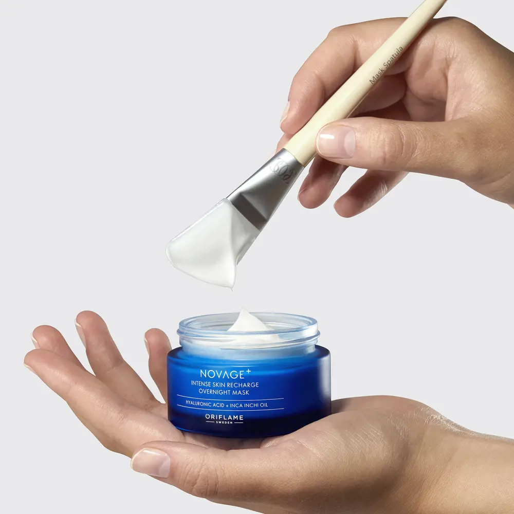 Novage+ Intense Skin Recharge Mask Applied at Night